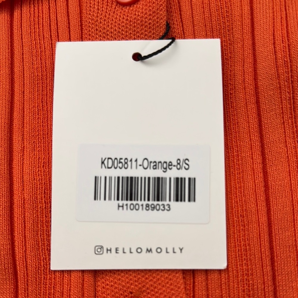 Pure Heat Orange Button-Up Ribbed Dress - Picture 4 of 4